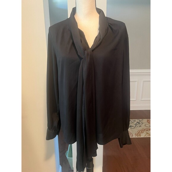 Joan Rivers Tops - Joan Rivers "Seriously Chic Tie Neck Blouse Black Sz M (10-12)
